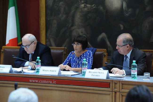 Roma, 29 sett. 2014, L'intervento di Marina Sereni, con accanto Mario Giro e Ricardo Neiva Tavares