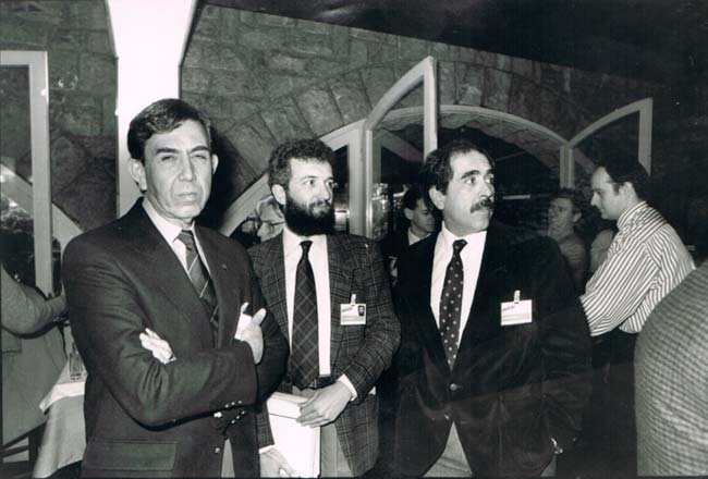 Durante i lavori del Congresso di scioglimento del PCI (Rimini ’91): Cuauhtémoc Cardenas, Donato Di Santo e Pablo Gomez.