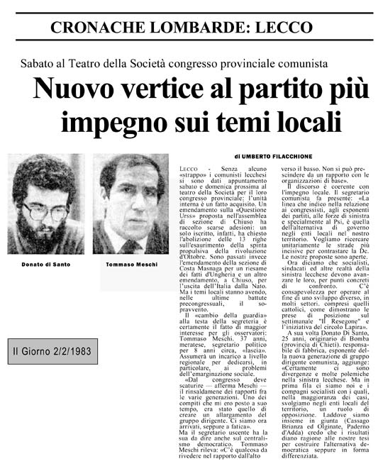 Il Giorno, 2 Febbraio 1983