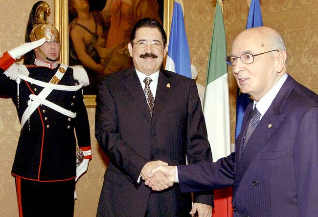 Iil Presidente Napolitano riceve il Presidente dell’Honduras, José Manuel Zelaya.